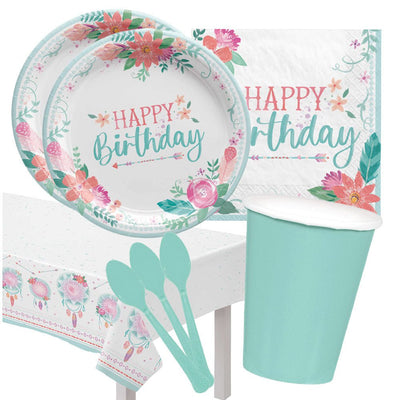 Free Spirit Happy Birthday 16 Guest Deluxe Tableware Party Pack