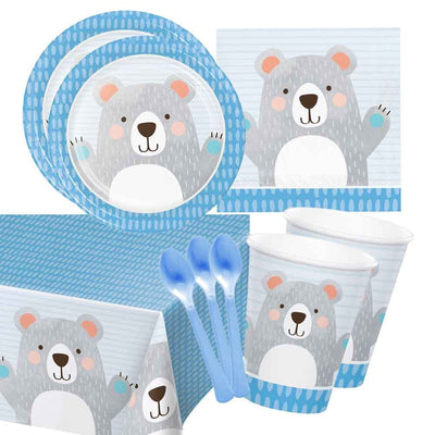 Birthday Blue Bear 16 Guest Deluxe Tableware Pack