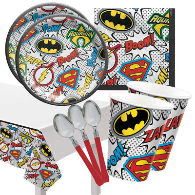 Justice League- 16 Guest Small Deluxe Tableware Party Pack