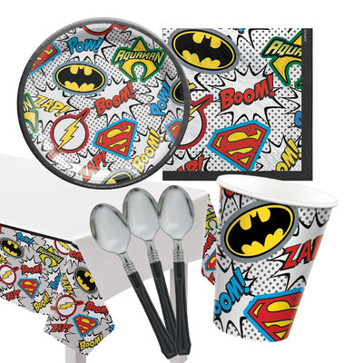 Justice League- 8 Guest Small Deluxe Tableware Pack