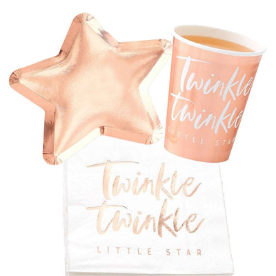 Twinkle Twinkle Little Star Rose Gold 8 Guest Tableware Party Pack