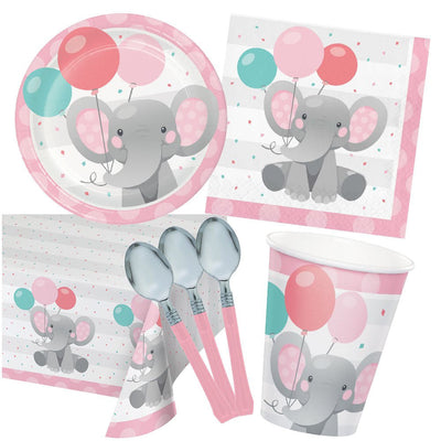 Enchanting Elephant Pink- 8 Guest Deluxe Tableware Party Pack