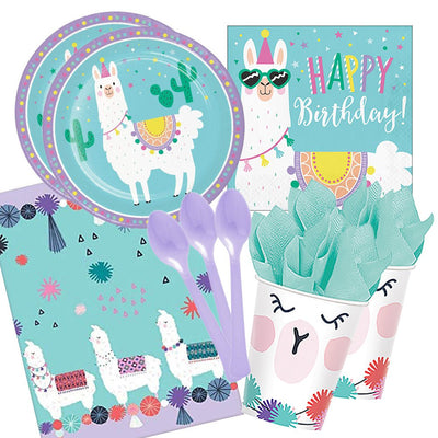 Llama Happy Birthday 16 Guest Deluxe Tableware Party Pack