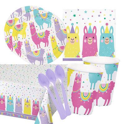 Llama Party 16 Guest Small Deluxe Tableware Pack