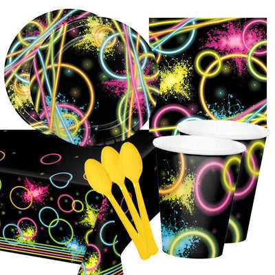 Glow Party 16 Guest Deluxe Tableware Pack