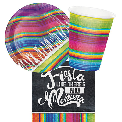 Mexican Taco Fiesta Serape 8 Guest Tableware Party Pack
