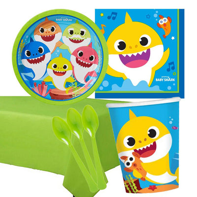 Baby Shark- 8 Guest Large Deluxe Tableware Party Pack