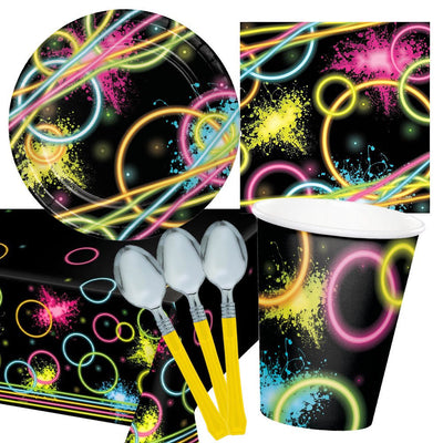 Glow Party Yellow 8 Guest Deluxe Tableware Party Pack