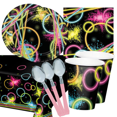 Glow Party Light Pink 16 Guest Deluxe Tableware Party Pack