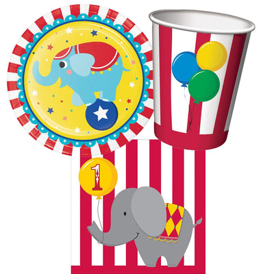 1st Birthday Circus 8 Guest Tableware Party Pack