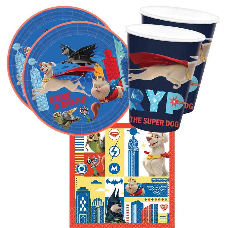 DC Super Hero Pets 16 Guest Tableware Party Pack