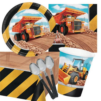 Construction 8 Guest Small Deluxe Tableware Party Pack