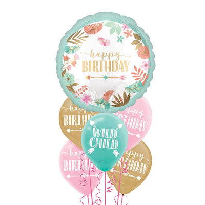 Boho Happy Birthday Girl Balloon Party Pack