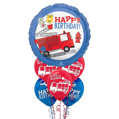Fire Fighter Happy Birthday Fire Engine Balloon Party Pack