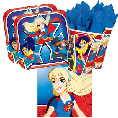 Super Hero Girls 16 Guest Small Birthday Tableware Party Pack