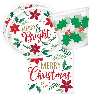 Christmas Merry & Bright 16 Guest Tableware Party Pack