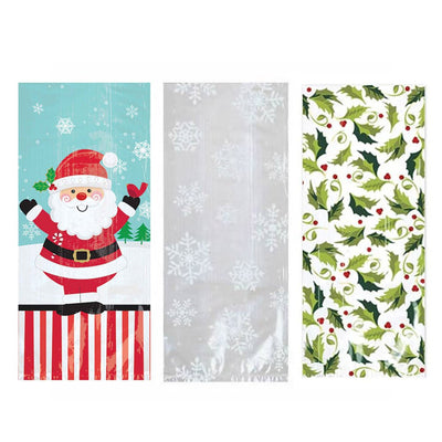 Christmas Cellophane Bag Small Cello Party Pack (24cm x 10cm x 5cm Approx)