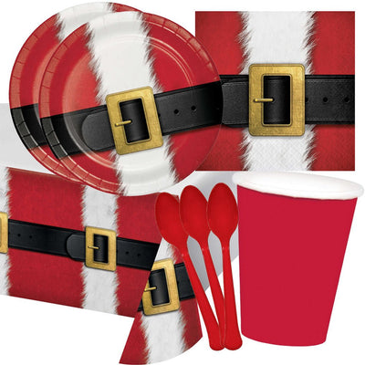 Christmas Santa's Suit 16 Guest Deluxe Tableware Party Pack
