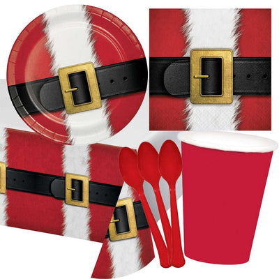 Christmas Santa's Suit 8 Guest Deluxe Tableware Party Pack