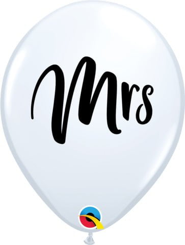 Wedding Mrs - White & Black Latex Balloons 5 Pack
