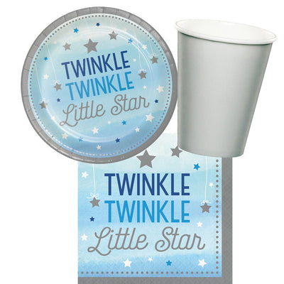 Twinkle Twinkle Little Star Boy Birthday- Baby Shower 8 Guest Tableware Party Pack