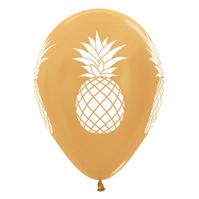 Hawaiian Luau Party Supplies Pineapple Pearl Metallic Balloons 5 Pack