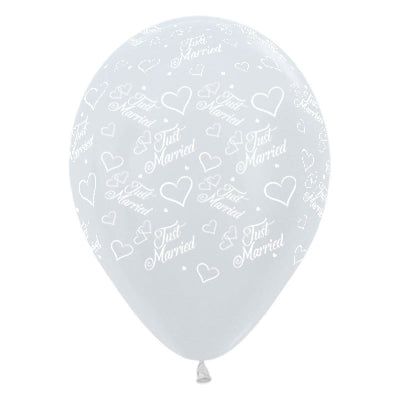 Wedding Party Supplies Just Married Hearts Pearl White Balloons 6 Pack