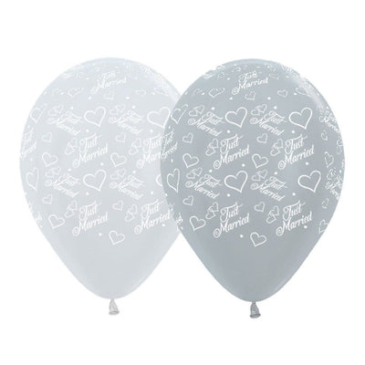Wedding Party Supplies Just Married Hearts Latex Balloons 3 Pack