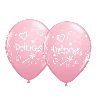 Princess Patterned Pink Latex Balloons 2 Pack