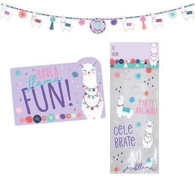 Llama 8 Guest Birthday Pack Invitations, Loot Cello Bags and Banner