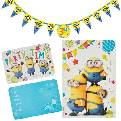 Minions Despicable Me 8 Guest Birthday Pack Invitations, Loot Bags and Banner