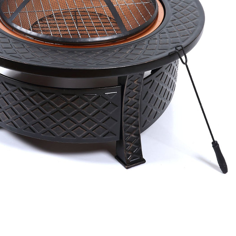 3 in 1 Outdoor Garden Fire Pit BBQ Firepit Brazier Round Stove Patio Heater - Payday Deals