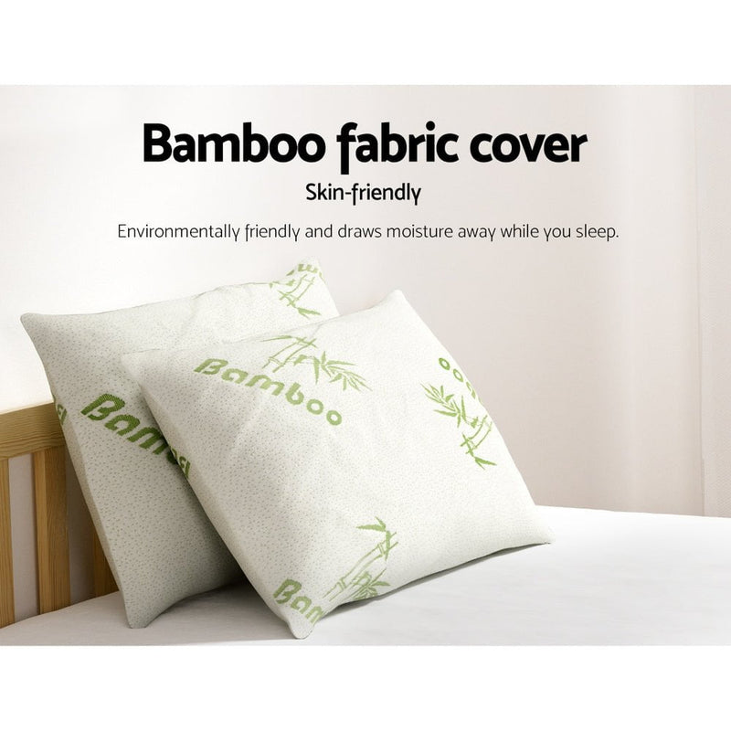 Giselle Hotel Pillow Bed Pillows 4 Pack Family Soft Medium Firm Bamboo Cover