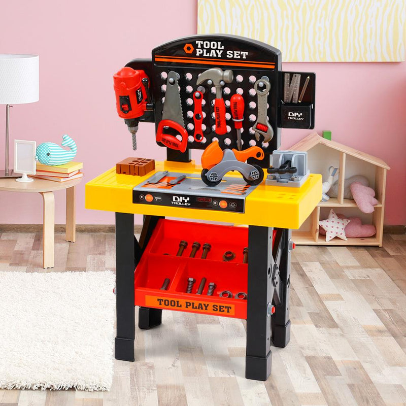 Keezi Kids Pretend Play Set Workbench Tools 54pcs Builder Work Childrens Toys - Payday Deals