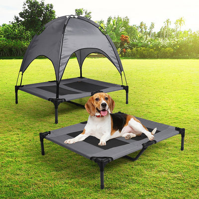 PaWz Pet Trampoline Bed Dog Cat Elevated Hammock With Canopy Raised Heavy Duty L - Payday Deals