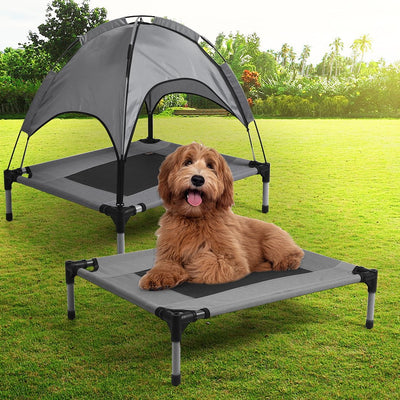 PaWz Pet Trampoline Bed Dog Cat Elevated Hammock With Canopy Raised Heavy Duty M - Payday Deals