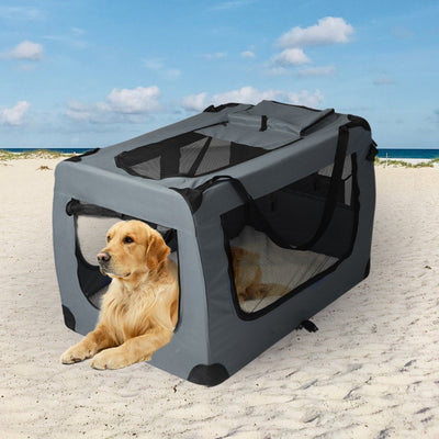 PaWz Pet Travel Carrier Kennel Folding Soft Sided Dog Crate For Car Cage Large L - Payday Deals