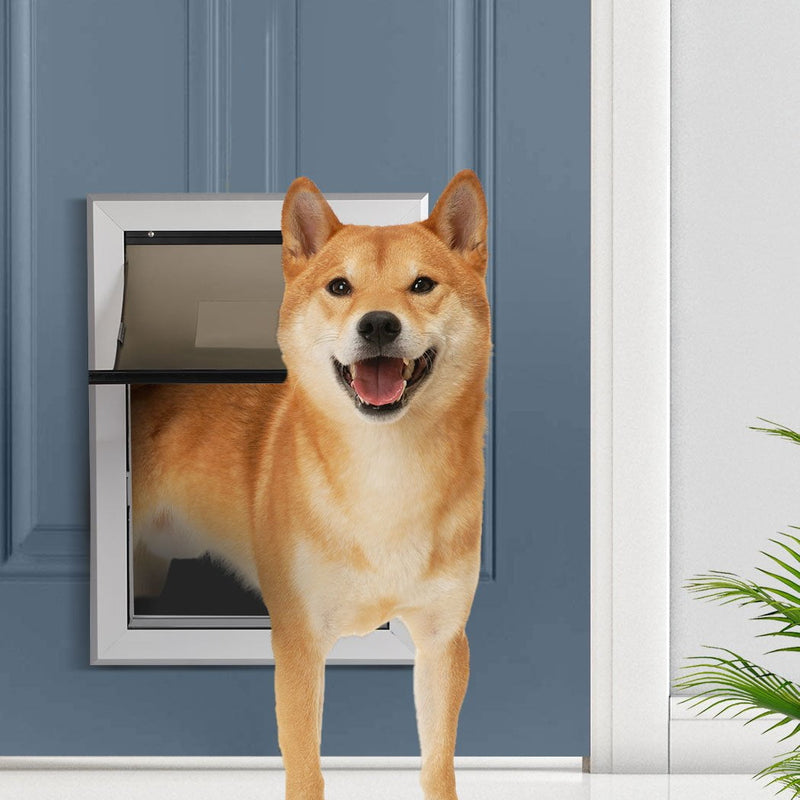 PaWz Aluminium Pet Access Door Dog Cat Dual Flexi Flap For Wooden Wall Large - Payday Deals