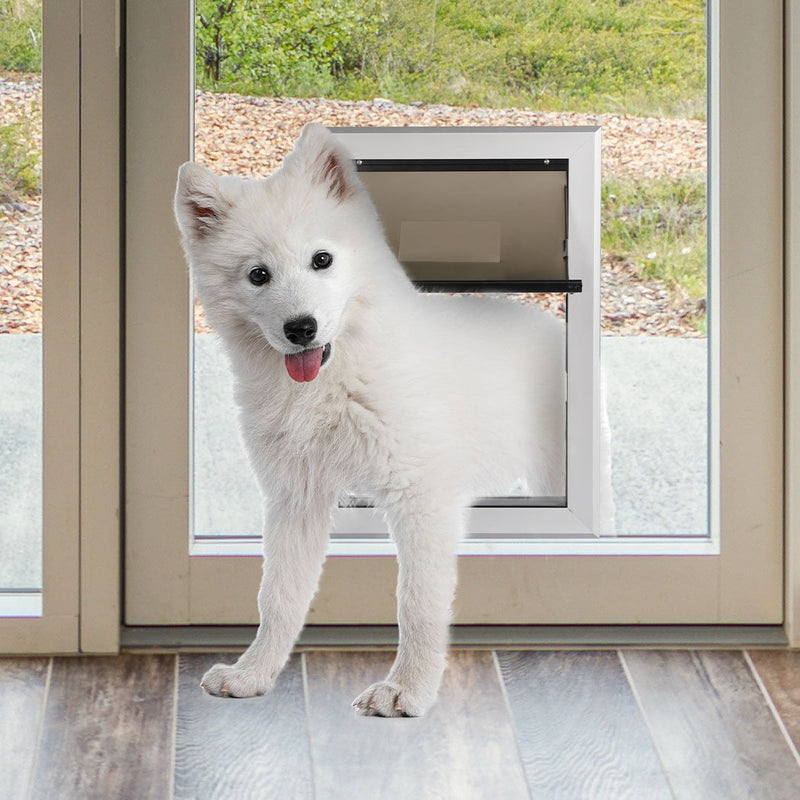 PaWz Aluminium Pet Access Door Dog Cat Dual Flexi Flap For Wooden Wall Large - Payday Deals