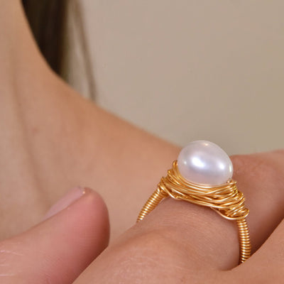 Culturesse Coraline Freshwater Pearl Open Ring