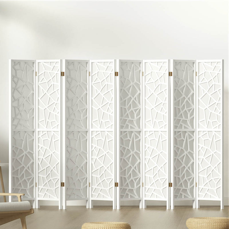 Artiss Clover Room Divider Screen Privacy Wood Dividers Stand 8 Panel White