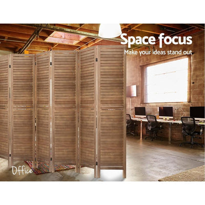 Artiss Room Divider Screen 8 Panel Privacy Wood Dividers Stand Bed Timber Brown - Payday Deals