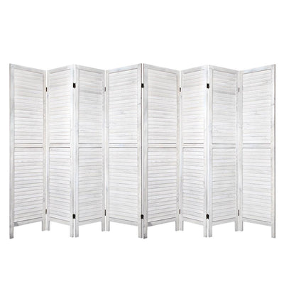 Artiss Room Divider Screen 8 Panel Privacy Wood Dividers Stand Bed Timber White - Payday Deals