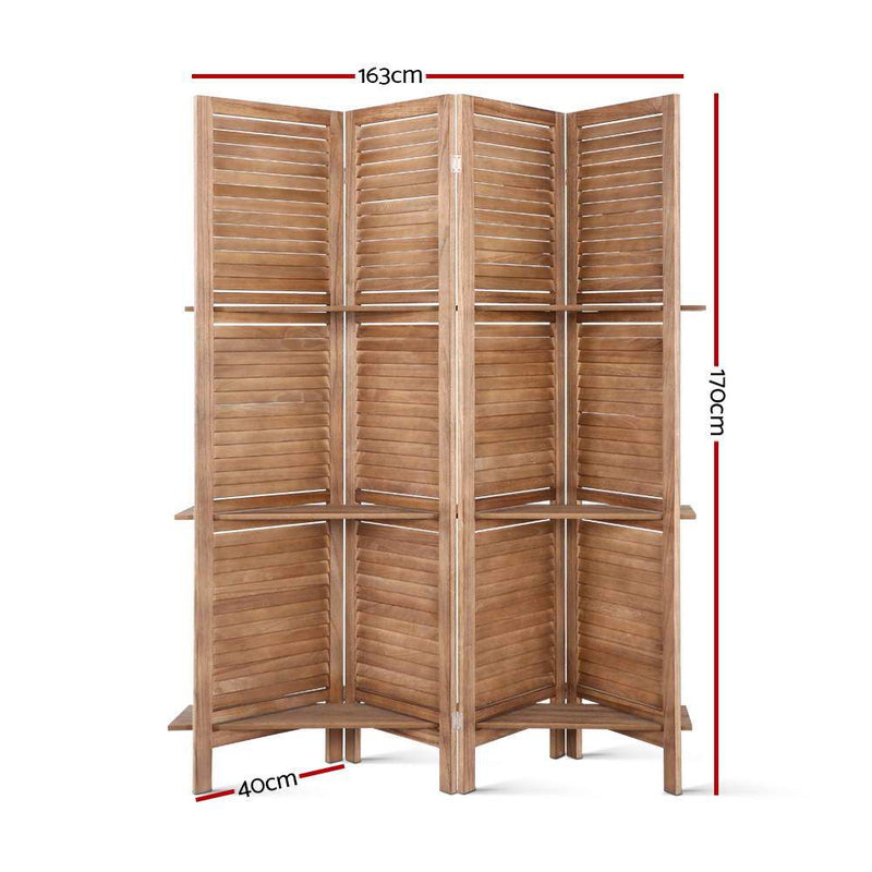 Artiss Room Divider Privacy Screen Foldable Partition Stand 4 Panel Brown - Payday Deals