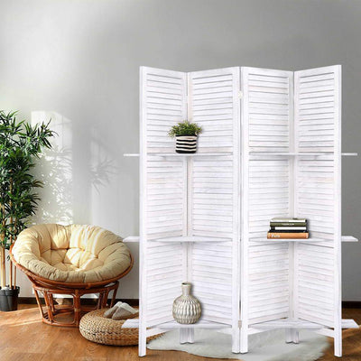 Artiss Room Divider Privacy Screen Foldable Partition Stand 4 Panel White - Payday Deals