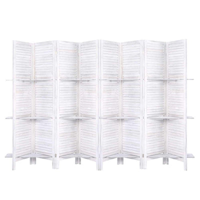 Artiss Room Divider Screen 8 Panel Privacy Foldable Dividers Timber Stand Shelf - Payday Deals