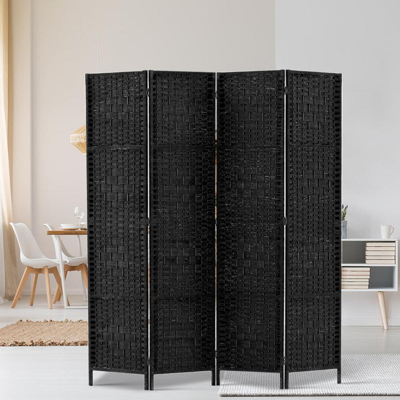 Artiss 4 Panel Room Divider Screen Privacy Timber Foldable Dividers Stand Black - Payday Deals