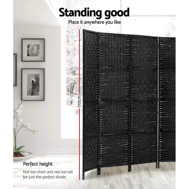 Artiss 8 Panel Room Divider Screen Privacy Timber Foldable Dividers Stand Black - Payday Deals