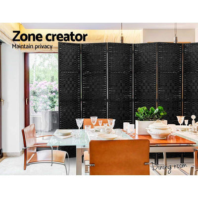 Artiss 8 Panel Room Divider Screen Privacy Timber Foldable Dividers Stand Black - Payday Deals