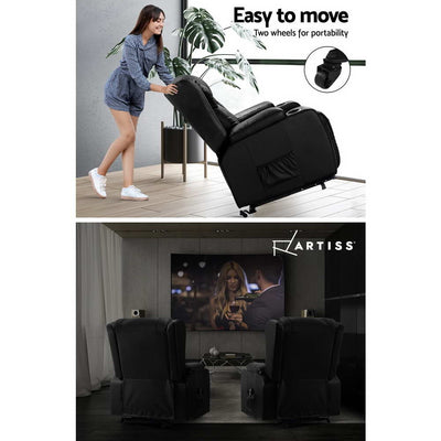 Artiss Electric Recliner Chair Lift Heated Massage Chairs Lounge Sofa Leather - Payday Deals